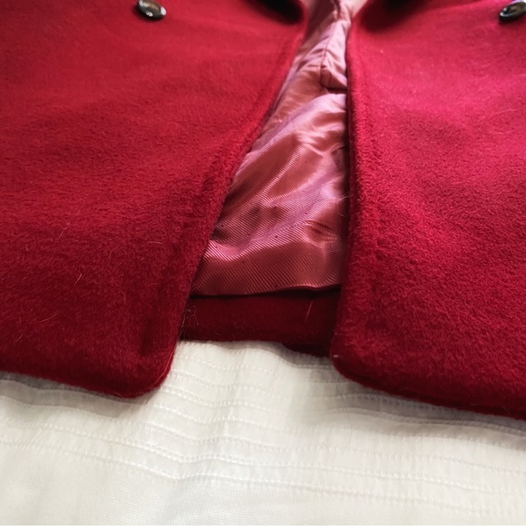 PAUL COSTELLOE BLACK LABEL RED WOOL BLEND DOUBLE BREASTED FELT PEAK LAPEL COAT - Picture 11 of 12